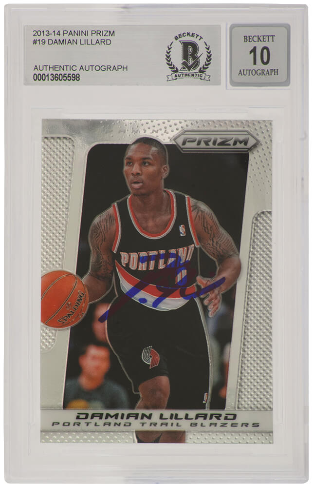 Damian Lillard Signed Blazers 2013-14 Panini Prizm Basketball Card #19 - (Beckett / Auto Grade 10)
