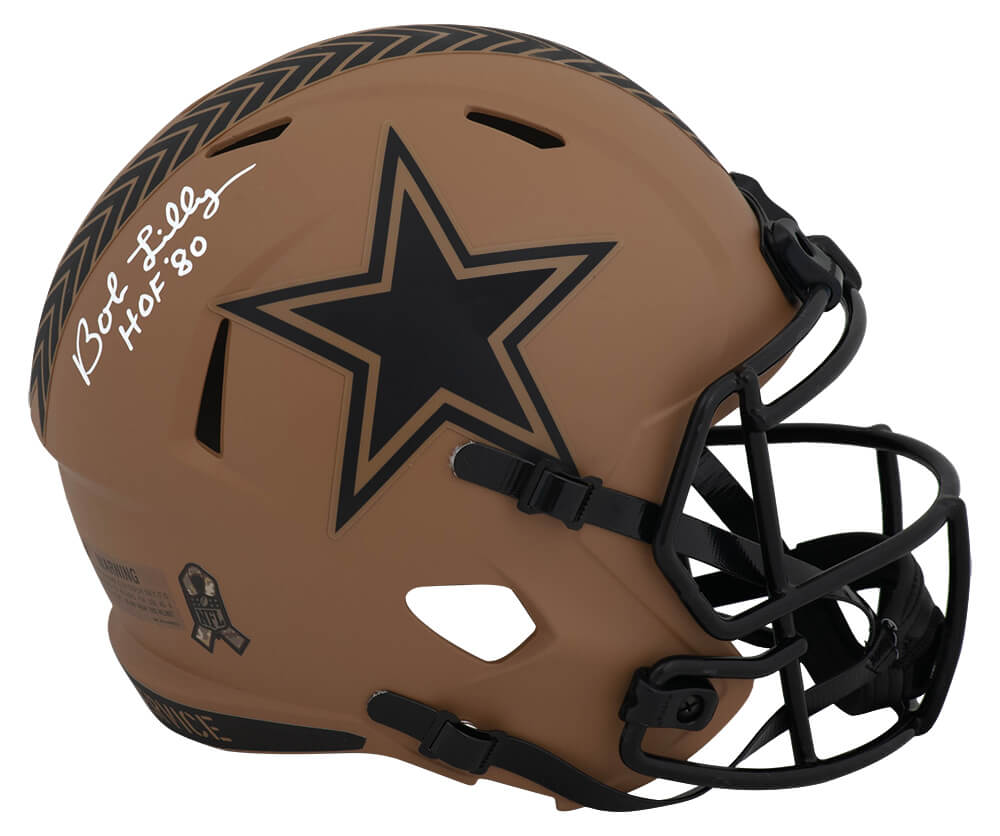 Bob Lilly Signed Dallas Cowboys SALUTE 2023 Riddell Full Size Speed Replica Helmet w/HOF'80