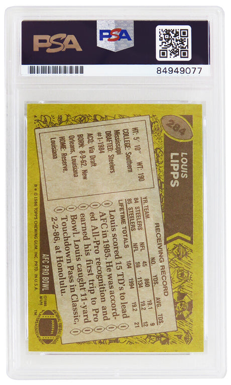 Louis Lipps Signed Pittsburgh Steelers 1986 Topps Football Card #284 - (PSA Encapsulated)