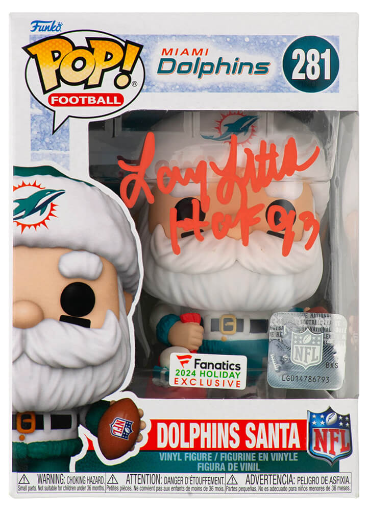 Larry Little Signed Miami Dolphins 'SANTA' Funko Pop Doll #281 w/HOF'93