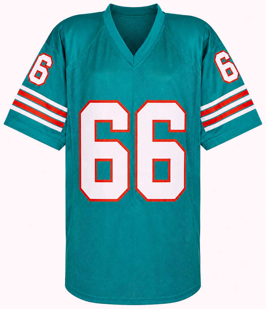 Larry Little Signed Teal T/B Custom Football Jersey w/HOF'93