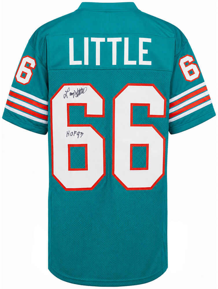 Larry Little Signed Teal T/B Custom Football Jersey w/HOF'93