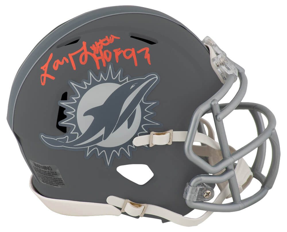 Larry Little Signed Miami Dolphins SLATE Riddell Speed Mini Helmet W/HOF'93