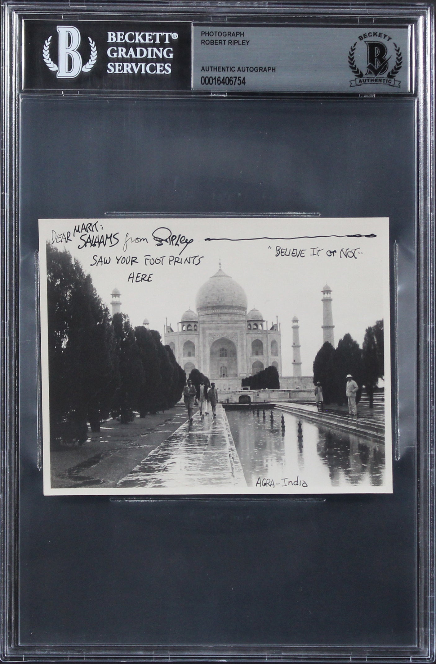 Robert Ripley "Belive It Or Not" Authentic Signed 3.75x5.75 Photo BAS Slabbed