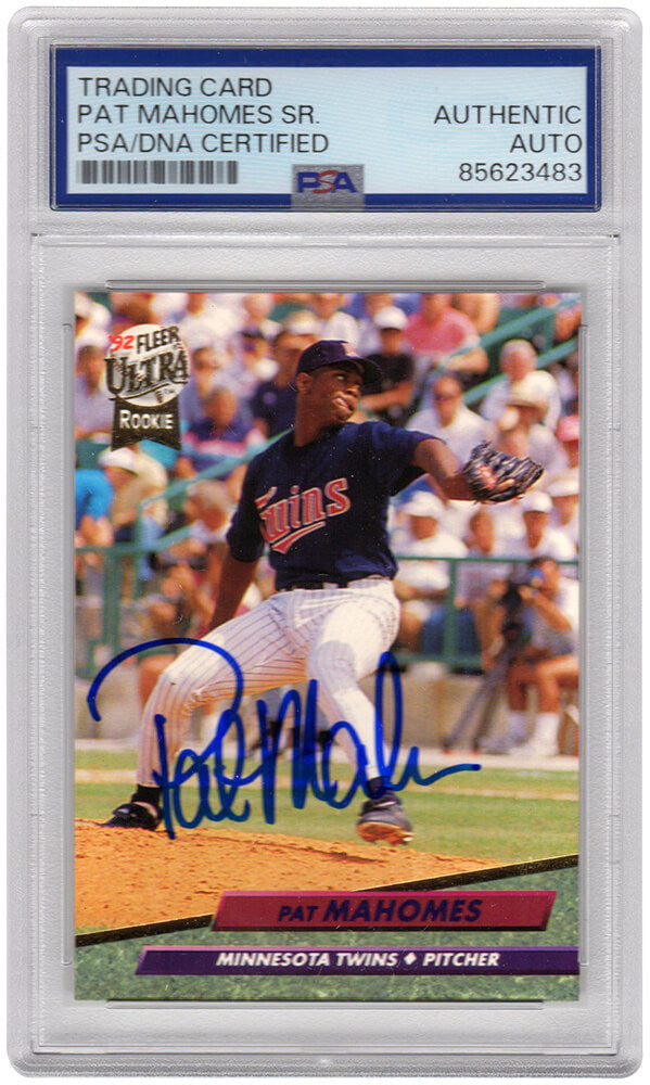 Pat (Patrick) Mahomes Sr. Signed Twins 1992 Fleer Ultra Rookie Baseball Card #398 - (PSA Encapsulated)