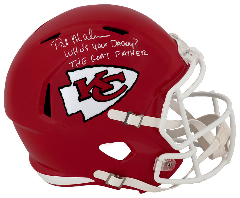 Pat (Patrick) Mahomes Sr. Signed Kansas City Chiefs Riddell Full Size Speed Replica Helmet w/2-Inscriptions