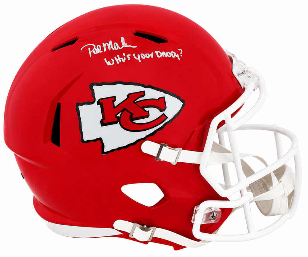 Pat (Patrick) Mahomes Sr. Signed Kansas City Chiefs Riddell Full Size Speed Replica Helmet w/Who's Your Daddy?