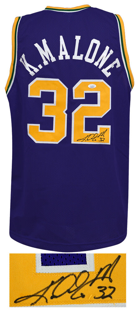 Karl Malone Signed Purple Custom Basketball Jersey - (JSA)