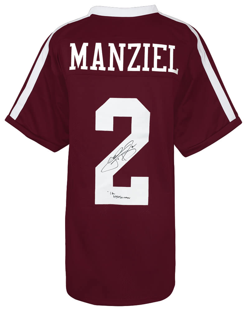 Johnny Manziel Signed Maroon Custom Football Jersey w/12 Heisman