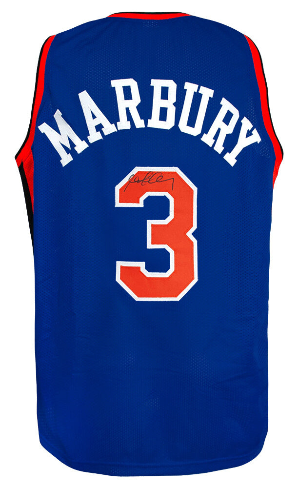Stephon Marbury Signed Blue Custom Basketball Jersey