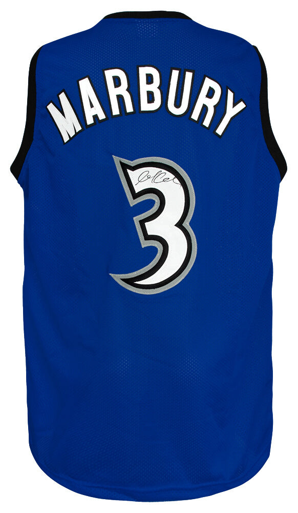 Stephon Marbury Signed Blue Throwback Custom Basketball Jersey