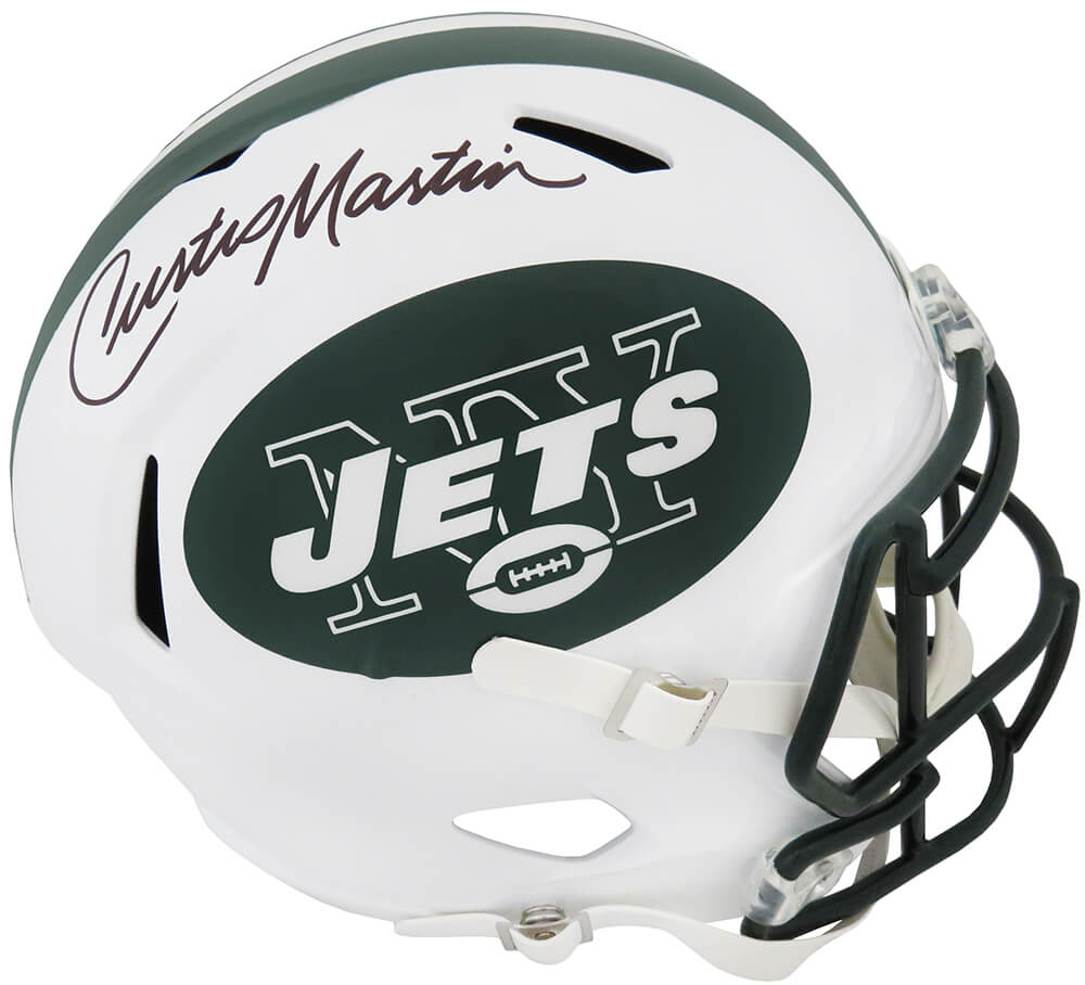 Curtis Martin Signed New York Jets White Riddell Full Size Speed Replica Helmet