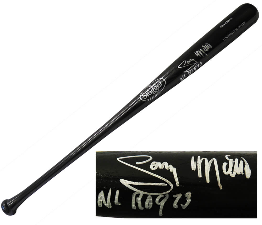 Gary Matthews Signed Louisville Slugger Black Baseball Bat w/NL ROY '73