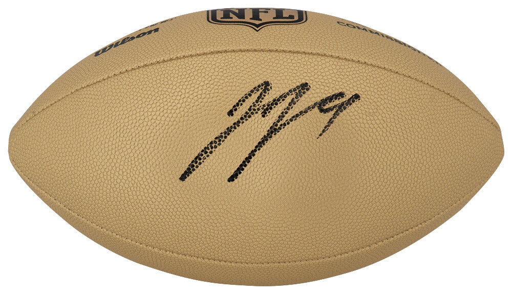 J.J. (JJ) McCarthy Signed Wilson Duke Gold Metallic NFL Full Size Replica Football - (Beckett)