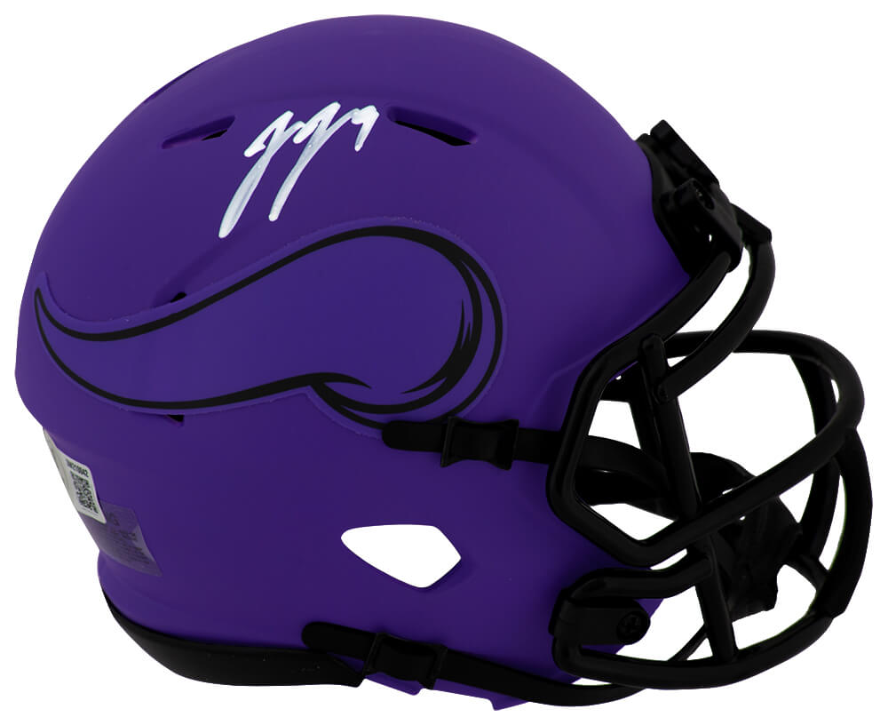 J.J. (JJ) McCarthy Signed Minnesota Vikings RAVE Riddell Speed Mini Helmet - (Beckett)