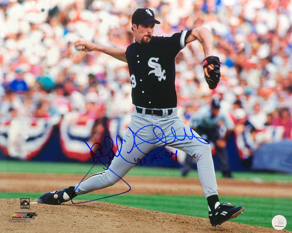 Jack McDowell Signed Chicago White Sox Black Jersey Pitching 16x20 Photo w/93 AL CY