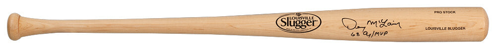 Denny McLain Signed Louisville Slugger Pro Stock Blonde Baseball Bat w/68 AL Cy, MVP