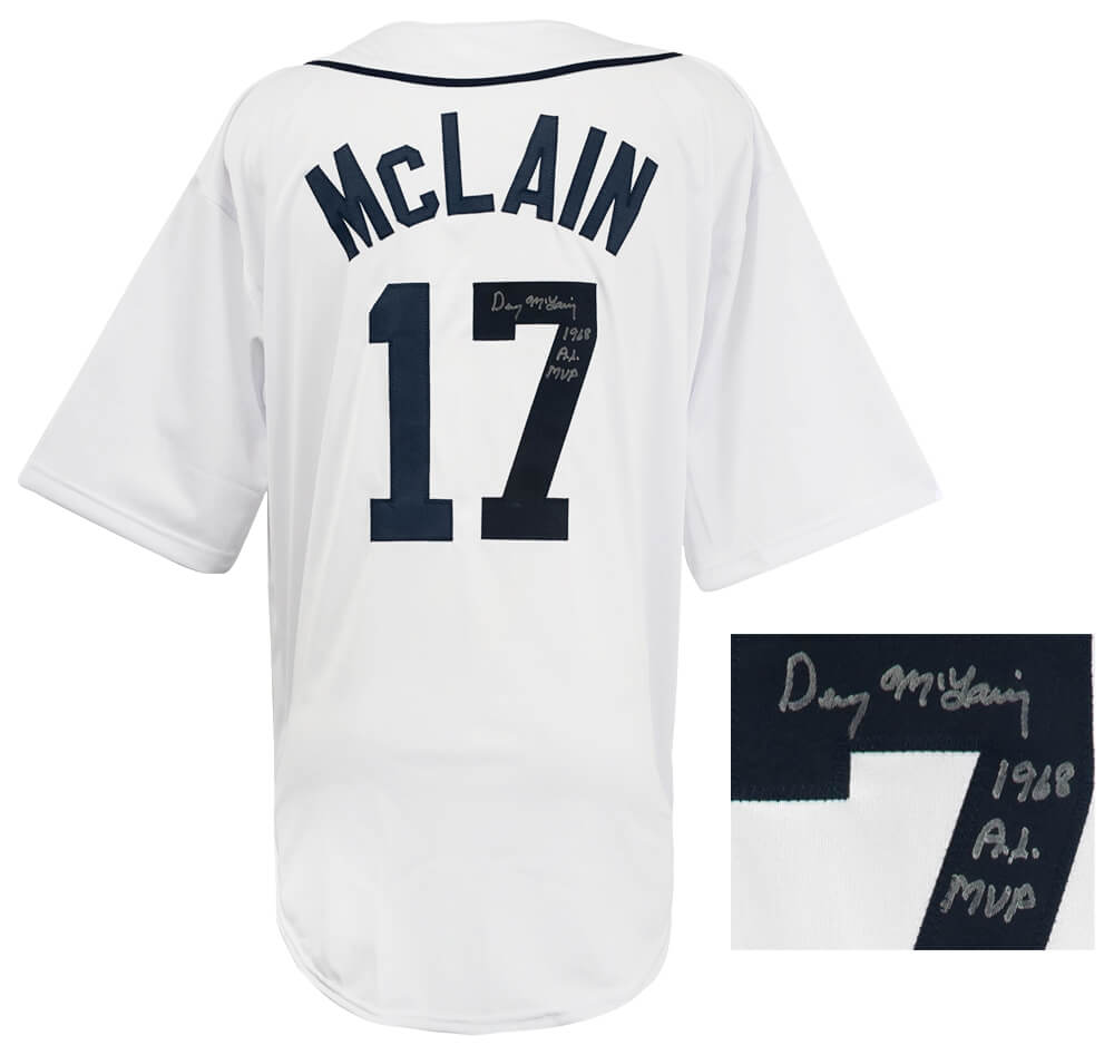 Denny McLain Signed White Custom Baseball Jersey w/1968 AL MVP