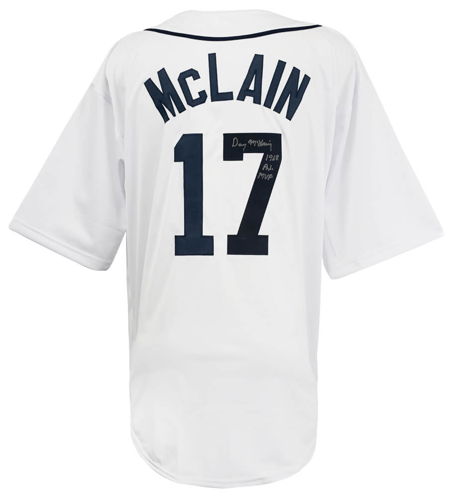 Denny McLain Signed White Custom Baseball Jersey w/1968 AL MVP