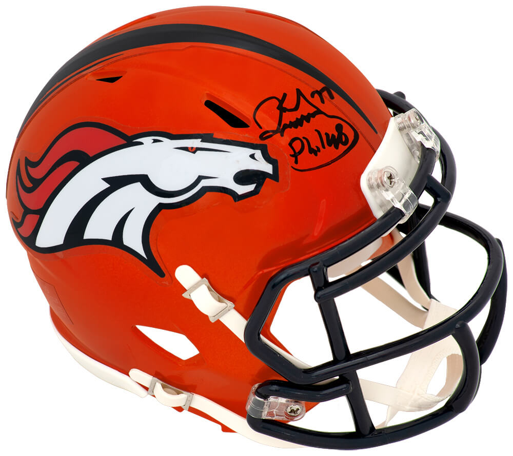 Karl Mecklenburg Signed Denver Broncos FLASH Riddell Speed Mini Helmet