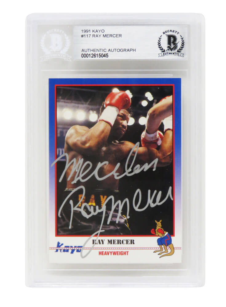 Ray Mercer Signed 1991 Kayo Boxing Trading Card #117 w/Merciless - (Beckett Encapsulated)