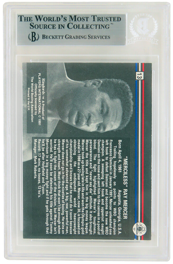 Ray Mercer Signed 1991 Ringlords Boxing Trading Card #13 w/Merciless - (Beckett Encapsulated)