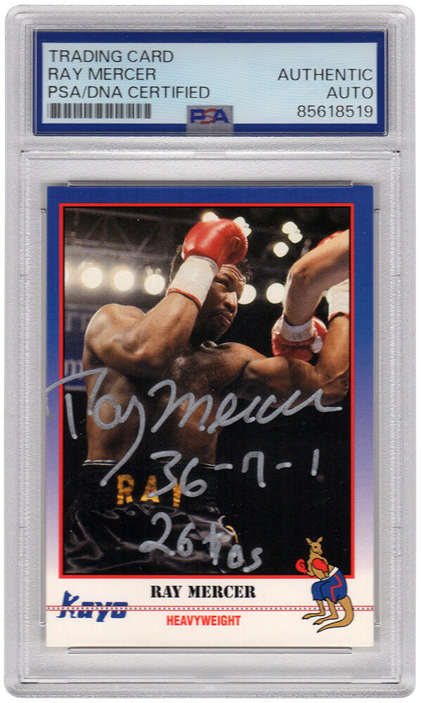 Ray Mercer Signed 1991 Kayo Boxing Trading Card #117 w/36-7-1, 26 KO's - (PSA Encapsulated)