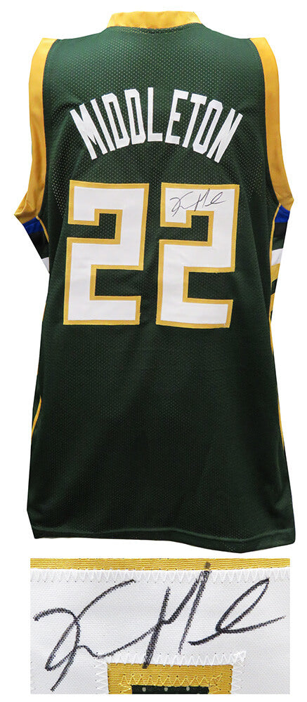 Khris Middleton Signed Green Custom Basketball Jersey