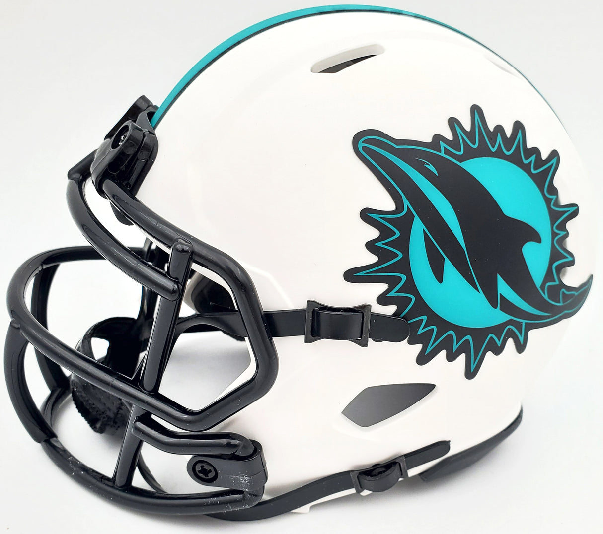 Mercury Morris Autographed Miami Dolphins Lunar Eclipse White Speed Mini Helmet "1972 17-0" Beckett BAS QR Stock #194065