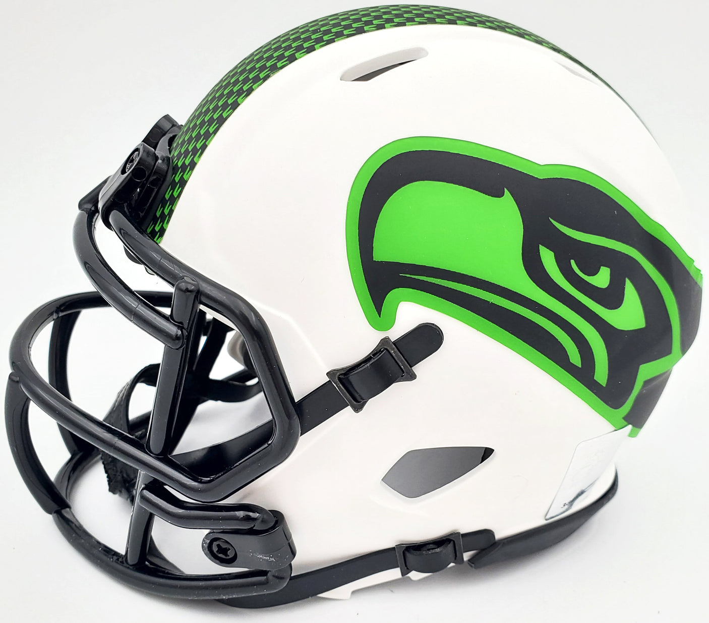 Russell Wilson Autographed Seattle Seahawks White Lunar Eclipse Speed Mini Helmet RW Holo & Beckett BAS Stock #194000