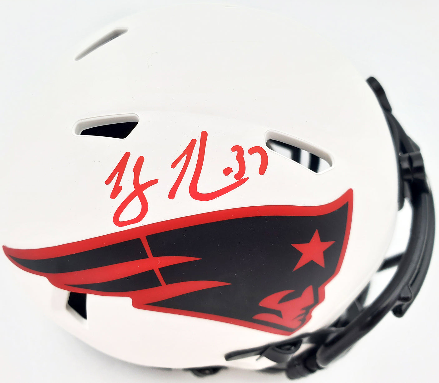 Rodney Harrison Autographed New England Patriots Lunar Eclipse White Speed Mini Helmet Beckett BAS QR Stock #193941