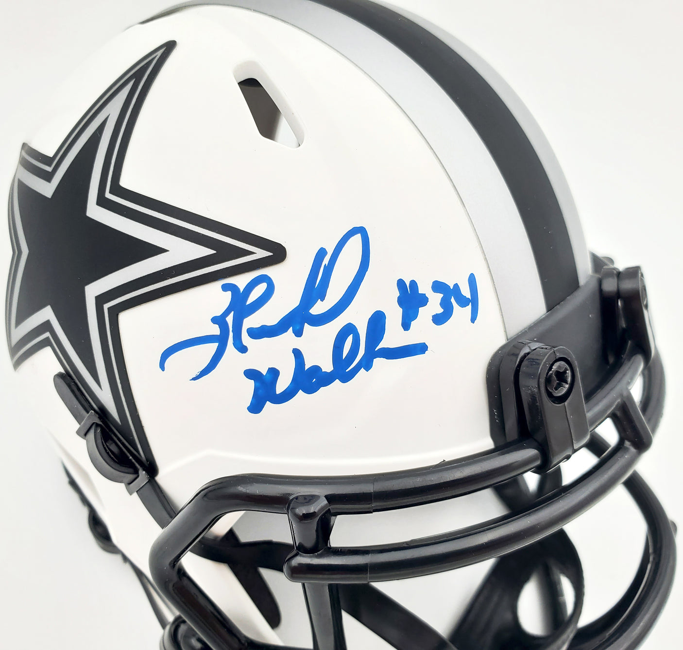 Herschel Walker Autographed Dallas Cowboys Lunar Eclipse White Speed Mini Helmet Beckett BAS QR Stock #193846