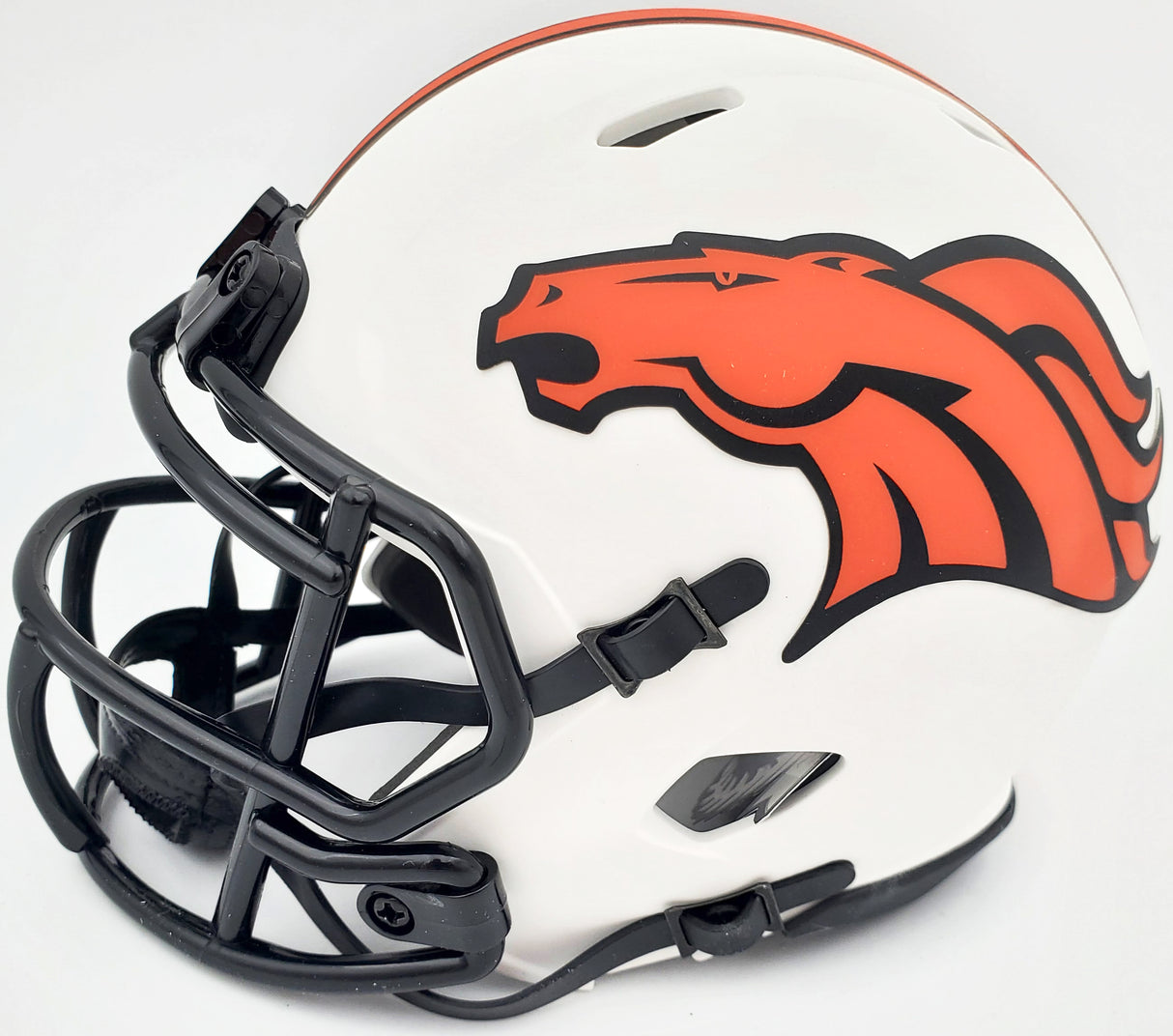 Steve Atwater Autographed Denver Broncos Lunar Eclipse White Speed Mini Helmet Beckett BAS QR Stock #192620