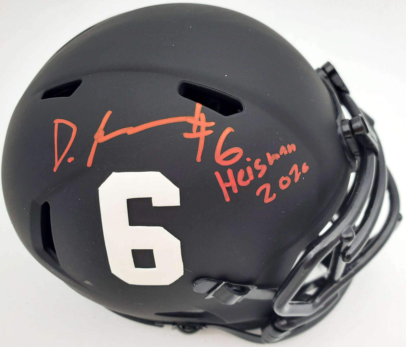 Devonta Smith Autographed Alabama Crimson Tide Eclipse Black Speed Mini Helmet "Heisman 2020" Beckett BAS Stock #191981