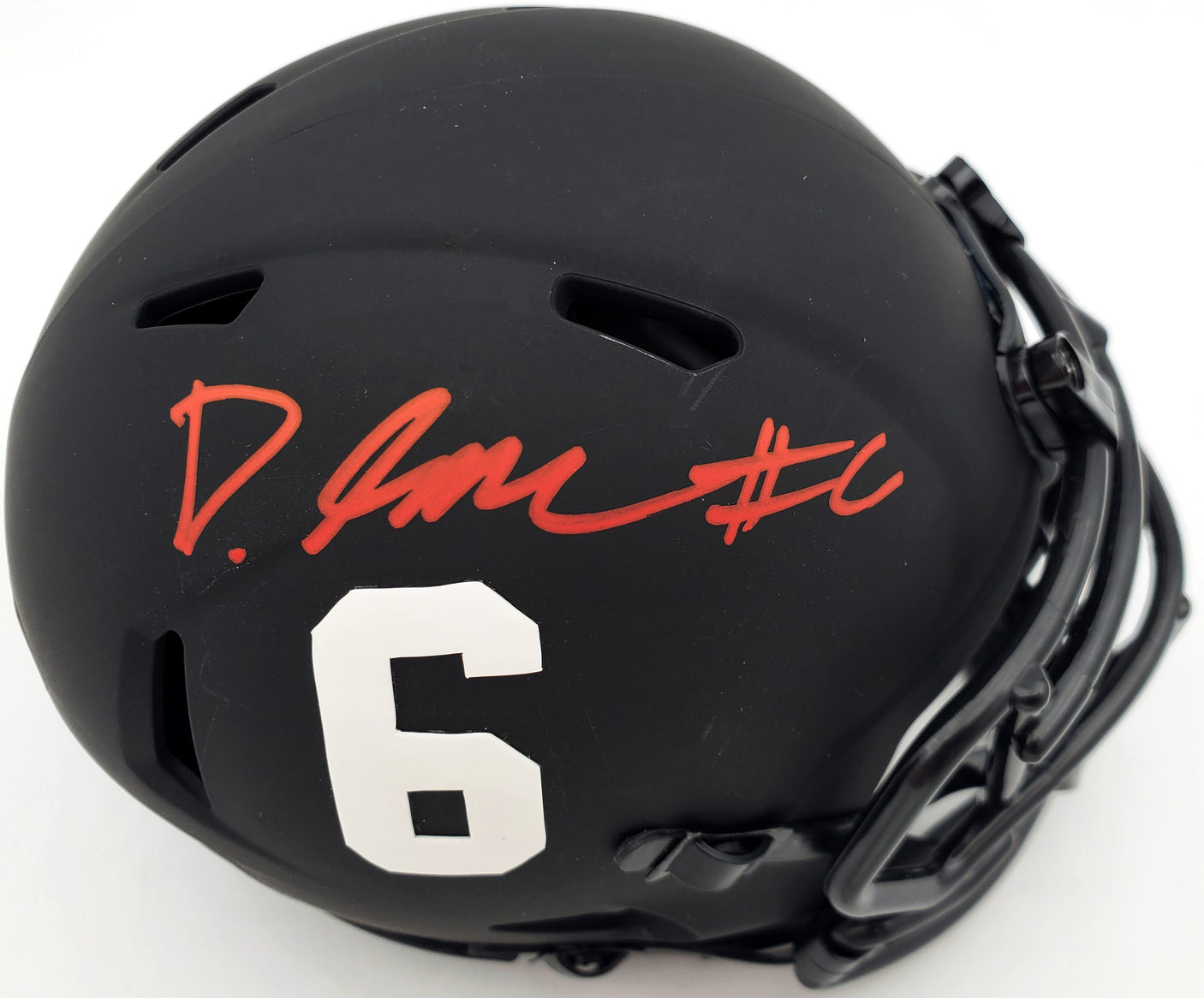 Devonta Smith Autographed Alabama Crimson Tide Eclipse Black Speed Mini Helmet Beckett BAS Stock #191980