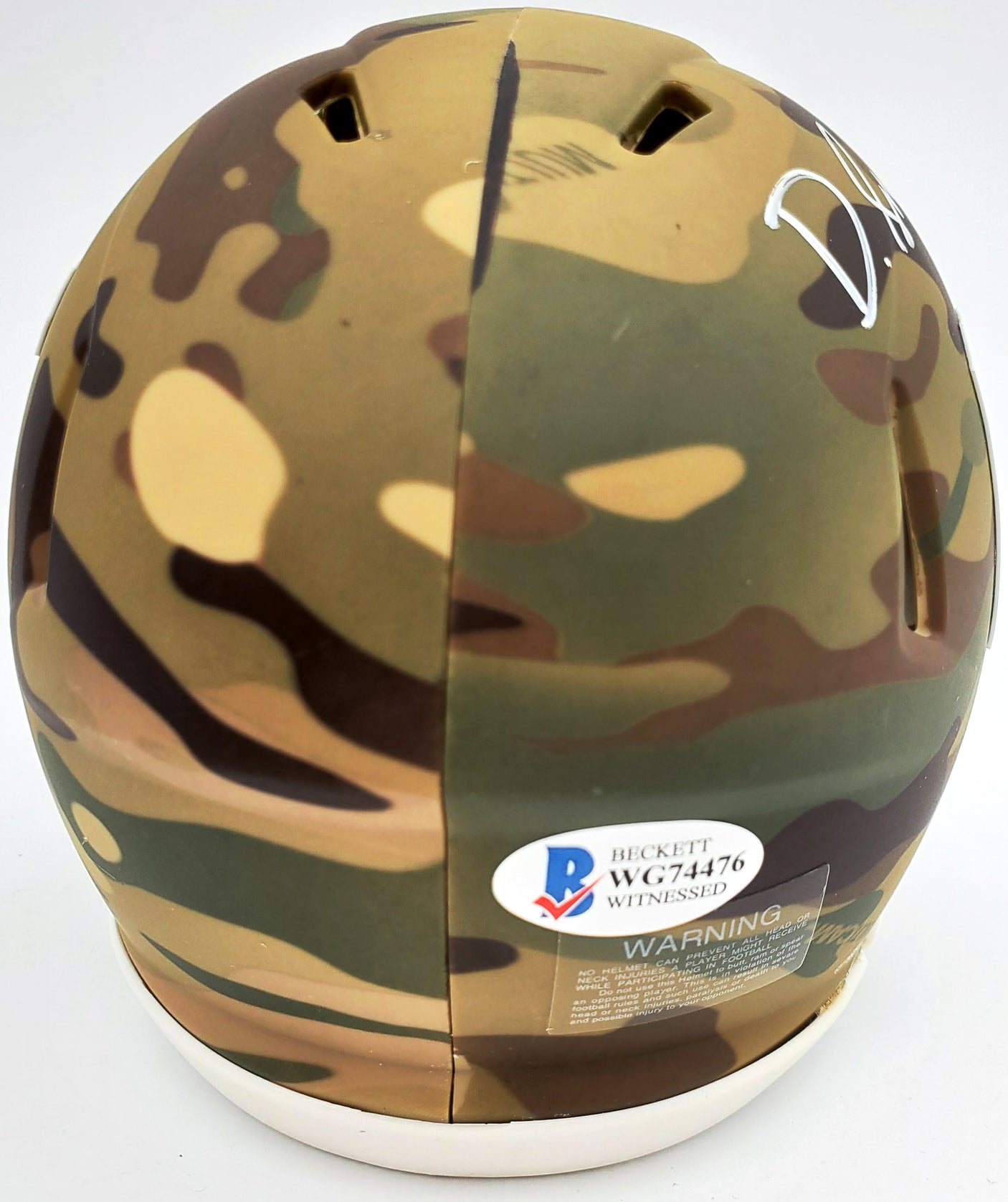 Devonta Smith Autographed Alabama Crimson Tide Camo Speed Mini Helmet Beckett BAS Stock #191111