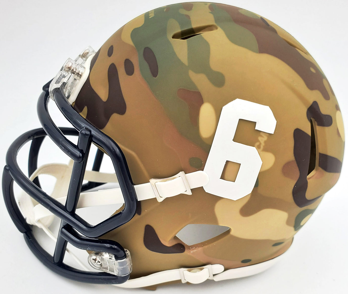 Devonta Smith Autographed Alabama Crimson Tide Camo Speed Mini Helmet Beckett BAS Stock #191111