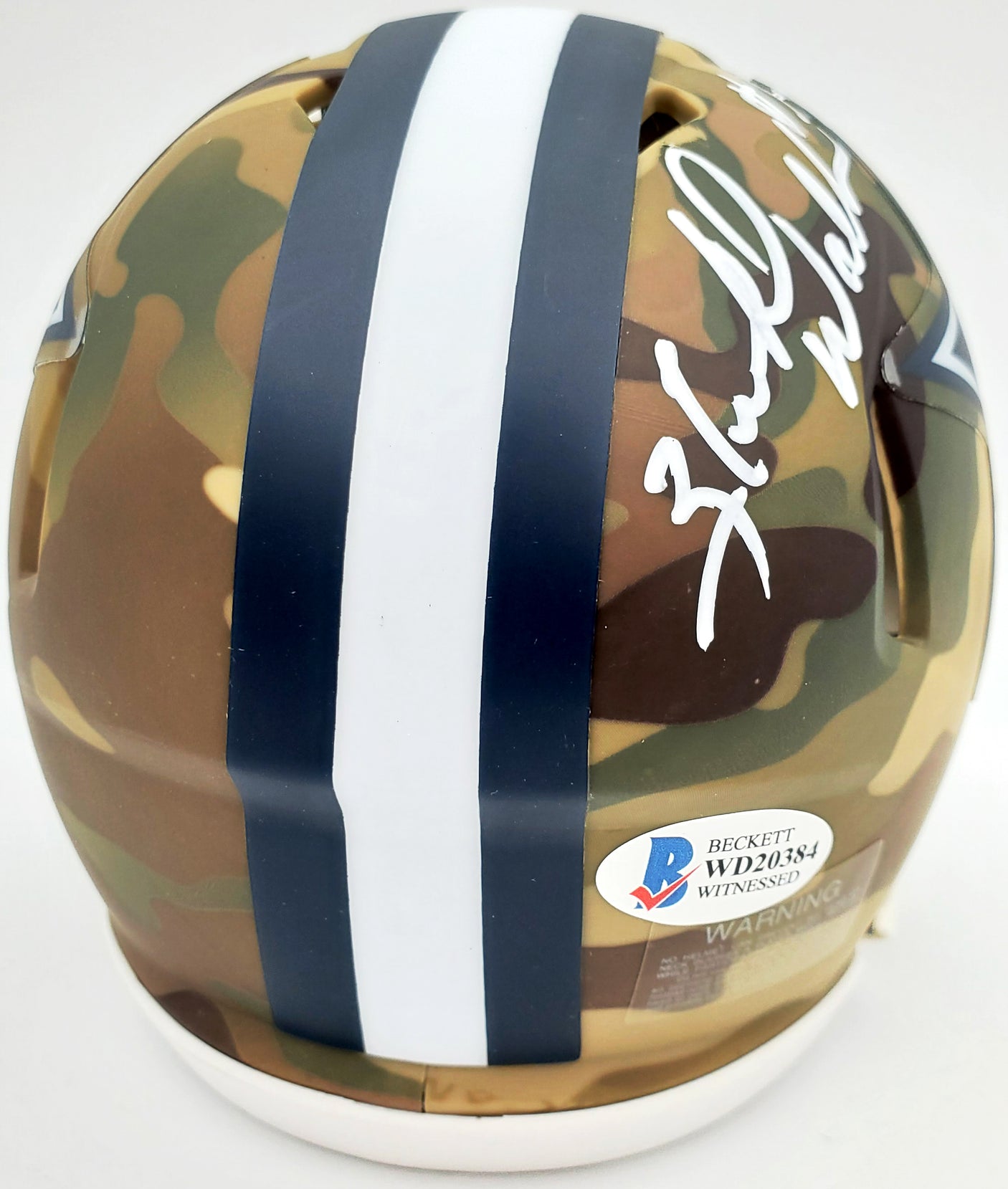 Herschel Walker Autographed Dallas Cowboys Camo Speed Mini Helmet Beckett BAS Stock #185955