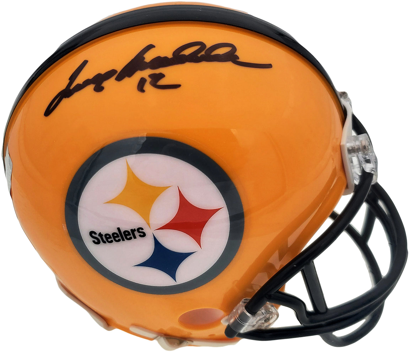 Terry Bradshaw Autographed Pittsburgh Steelers Yellow Mini Helmet Beckett BAS Stock #185874