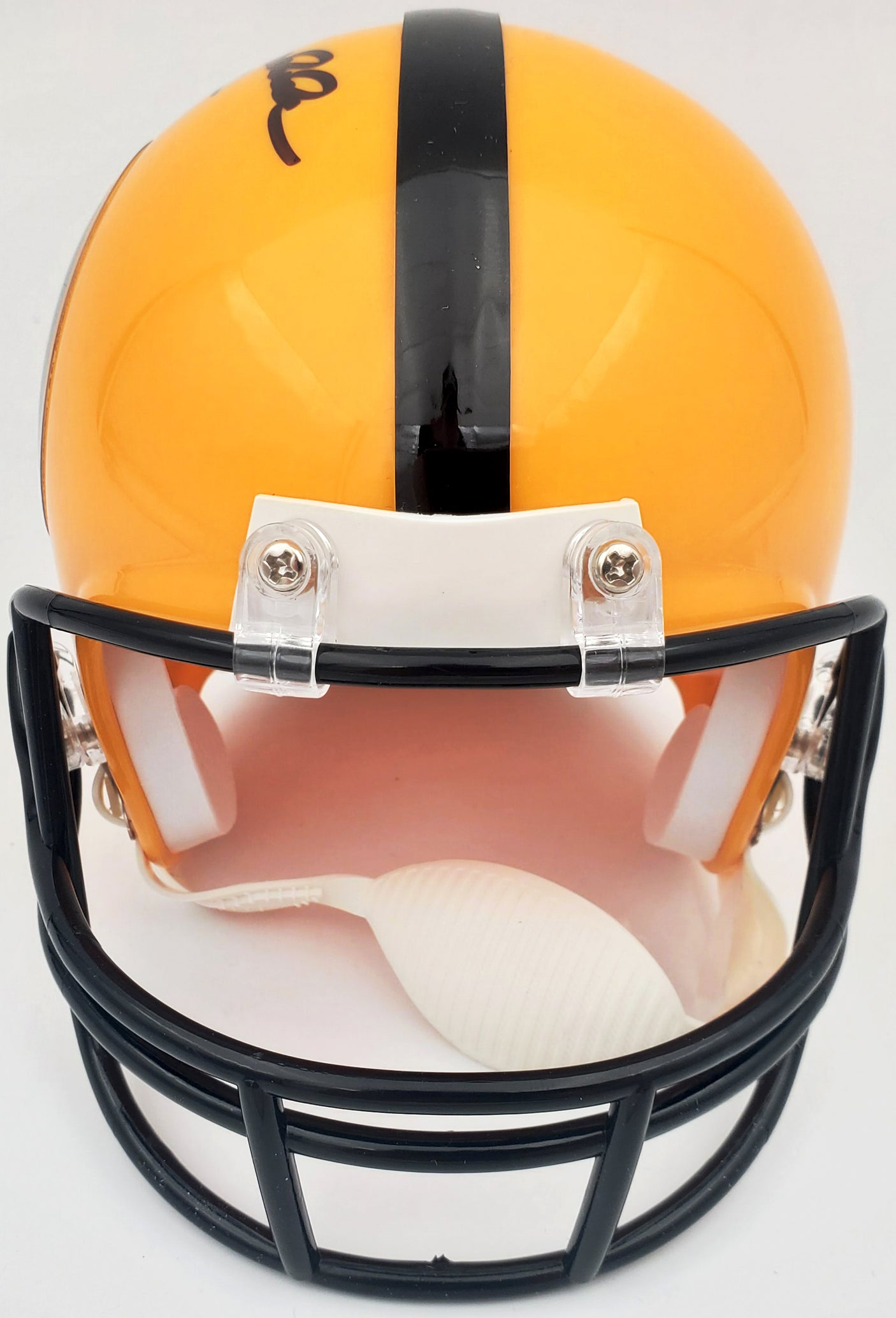 Terry Bradshaw Autographed Pittsburgh Steelers Yellow Mini Helmet Beckett BAS Stock #185874