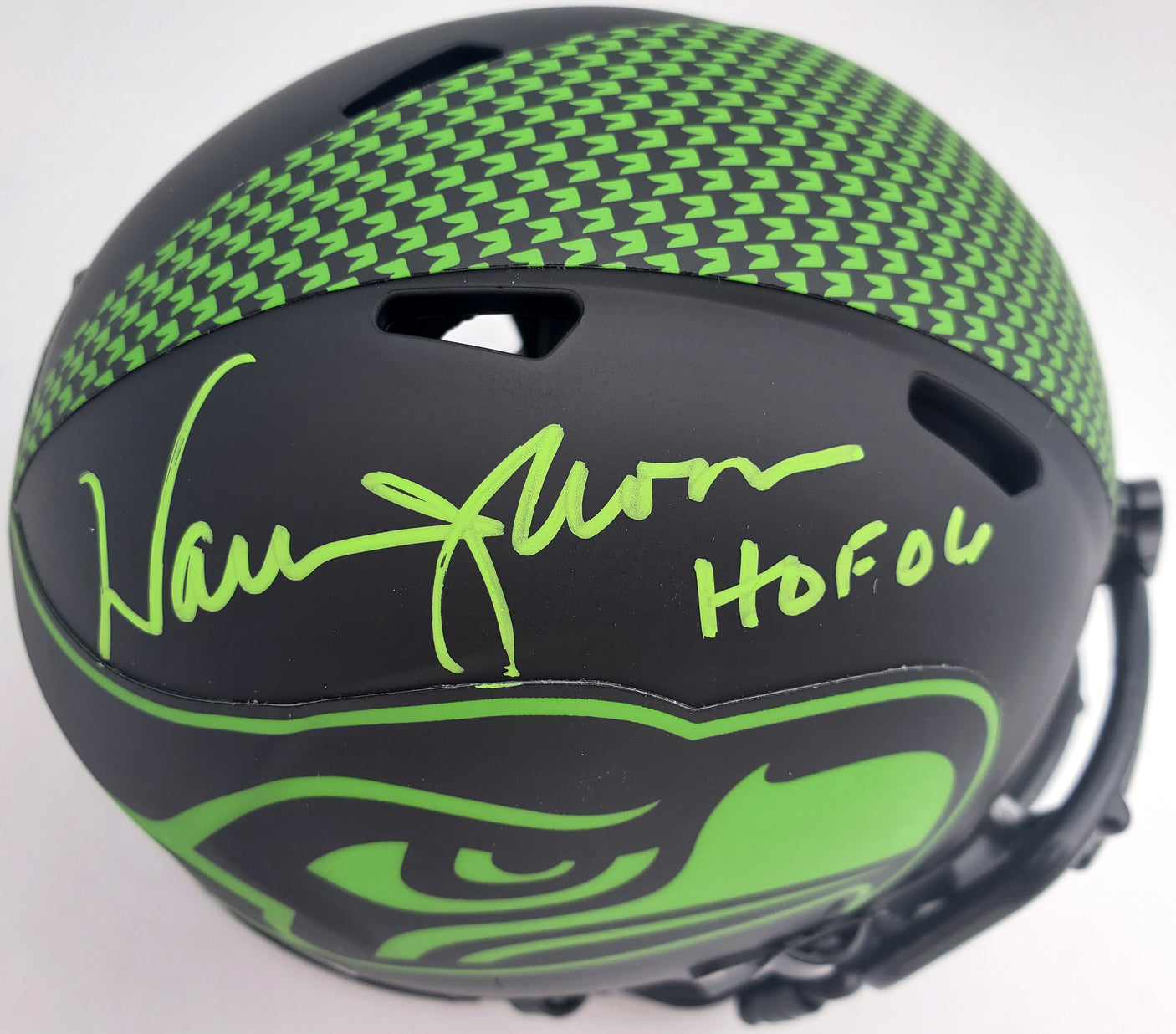 Warren Moon Autographed Eclipse Black Seattle Seahawks Speed Mini Helmet "HOF 06" MCS Holo Stock #185813