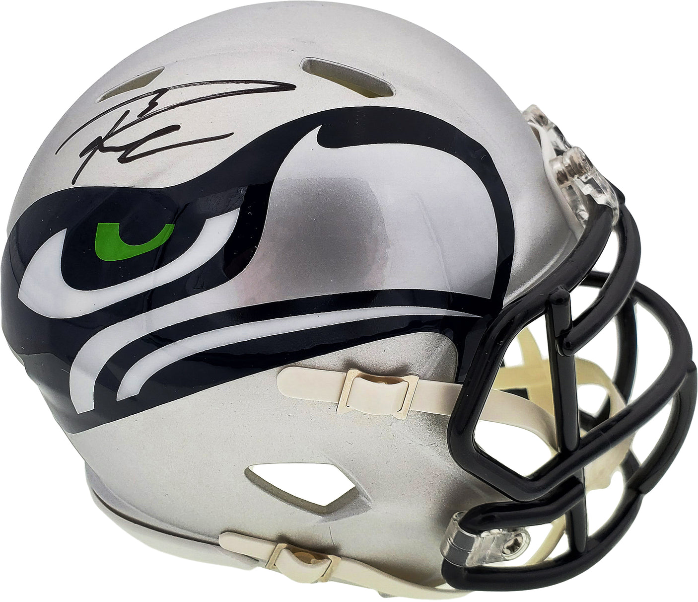Russell Wilson Autographed AMP Seattle Seahawks Speed Mini Helmet In Black RW Holo Stock #179112