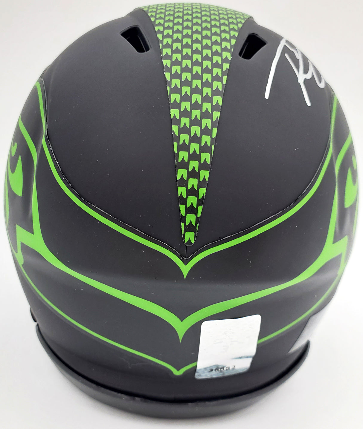 Russell Wilson Autographed Eclipse Black Seattle Seahawks Speed Mini Helmet In Silver RW Holo Stock #178961