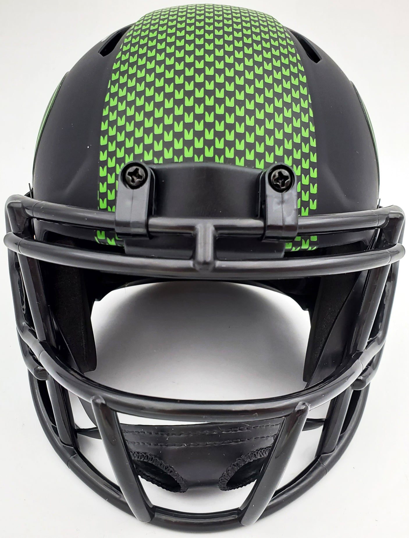 Russell Wilson Autographed Eclipse Black Seattle Seahawks Speed Mini Helmet In Silver RW Holo Stock #178961