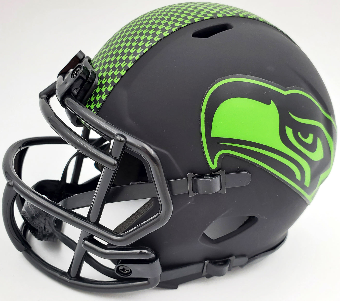 Russell Wilson Autographed Eclipse Black Seattle Seahawks Speed Mini Helmet In Green RW Holo Stock #178960