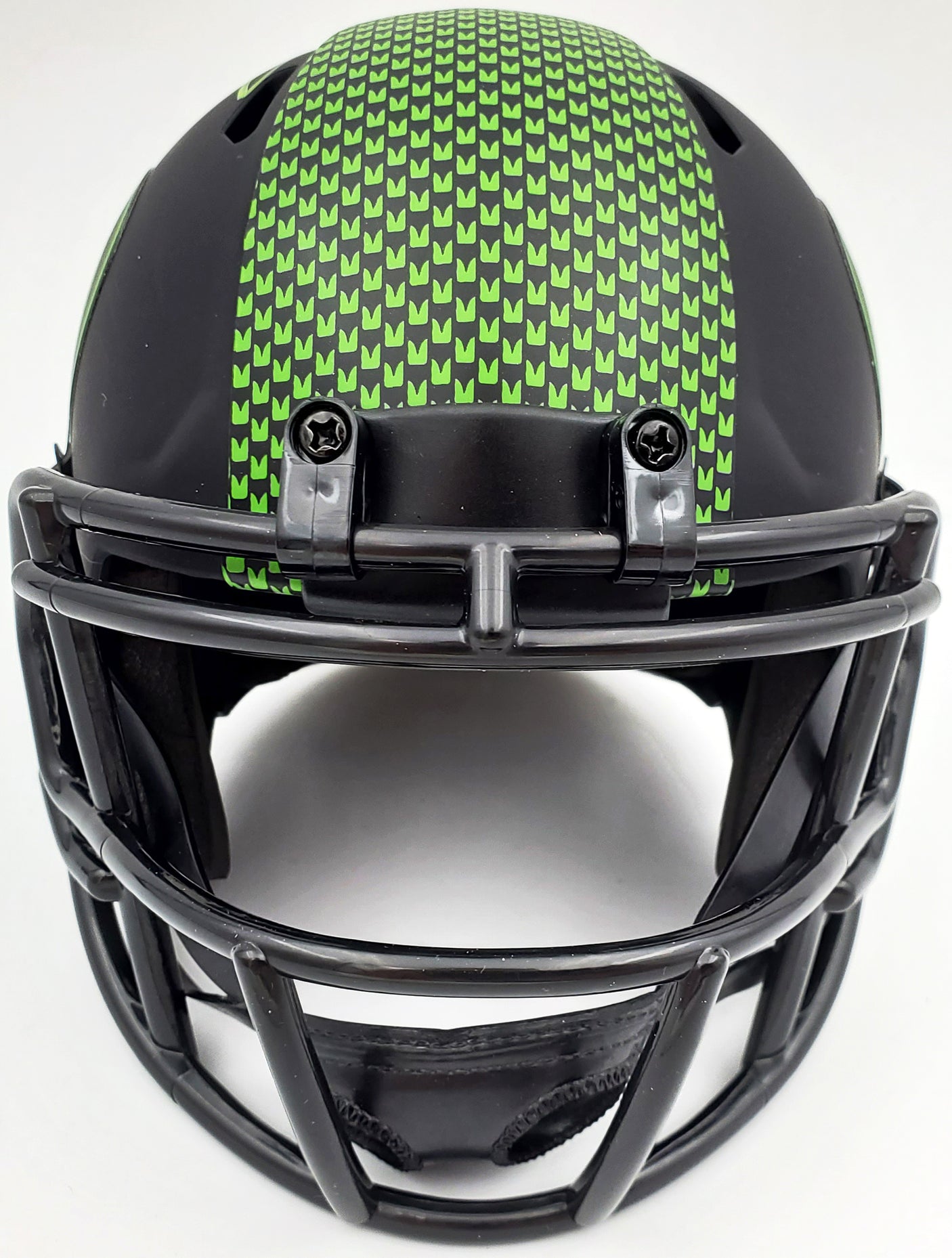 Russell Wilson Autographed Eclipse Black Seattle Seahawks Speed Mini Helmet In Green RW Holo Stock #178960