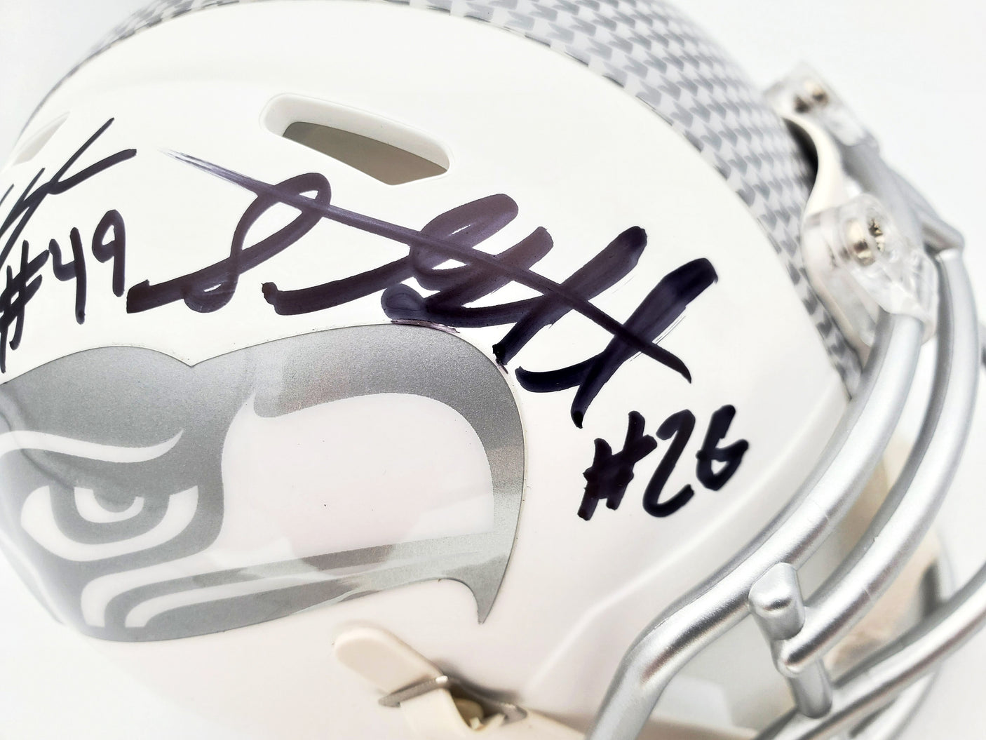 Shaquem & Shaquill Griffin Autographed Seattle Seahawks White Ice Speed Mini Helmet MCS Holo Stock #134375