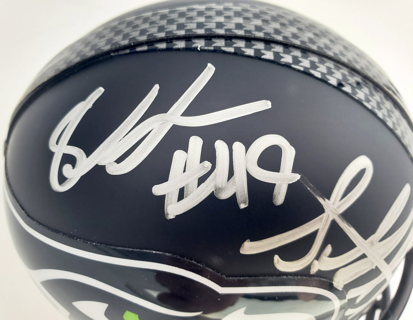 Shaquem & Shaquill Griffin Autographed Seattle Seahawks Mini Helmet In Silver MCS Holo Stock #134373