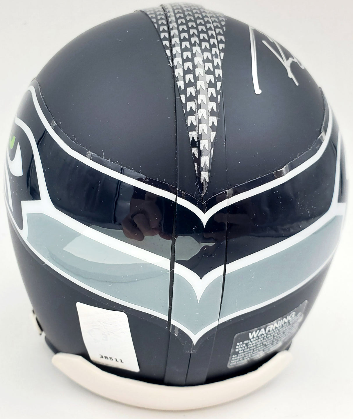 Russell Wilson Autographed Seattle Seahawks Mini Helmet In Silver RW Holo Stock #71469