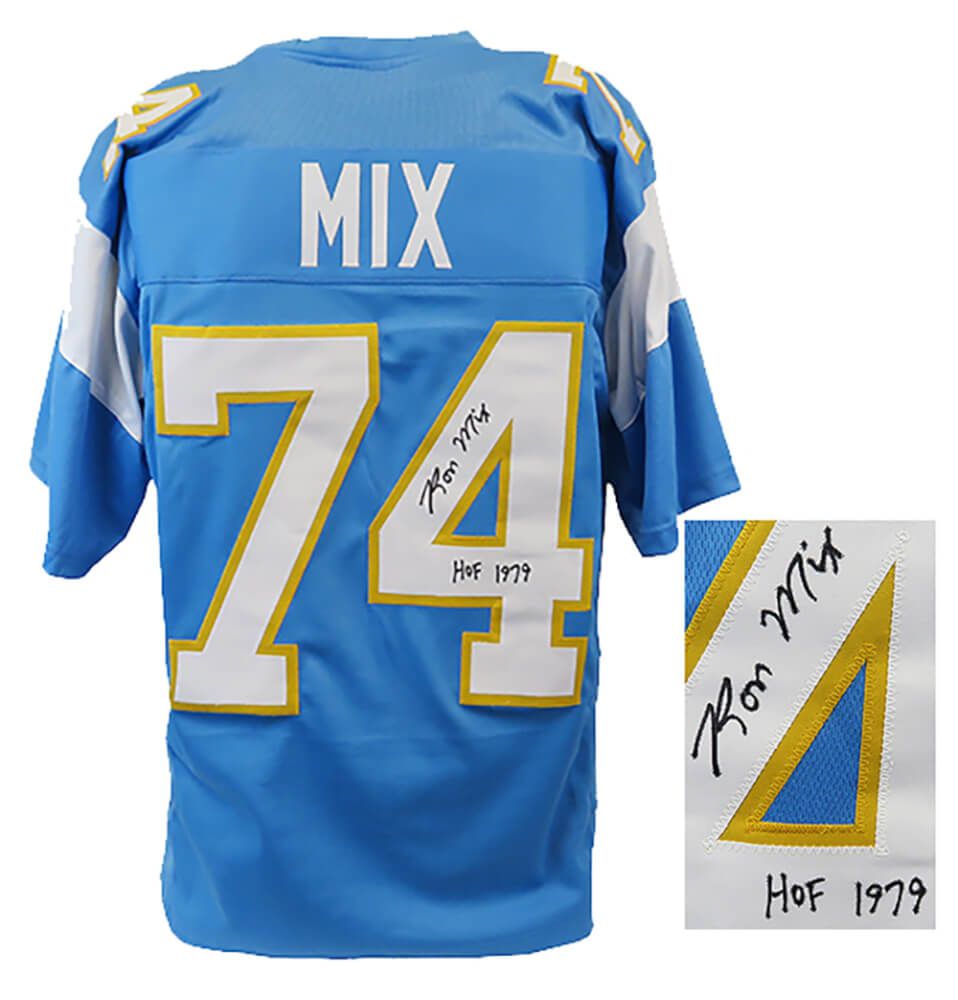 Ron Mix Signed Powder Blue Custom Football Jersey w/HOF 1979